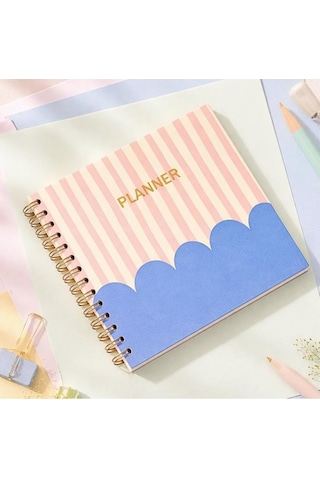 Lizy Spiralli Süresiz Planlayıcı Ajanda - 19x19 Cm - Motivasyon Ve Sticker Sayfaları Bulut Mavi