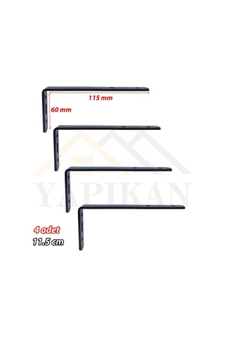 6x11.5cm - 4 Ad Siyah Modern Çelik Raf Altı Ayak - Raf Tutucu Aparat -metal L Raf Demiri