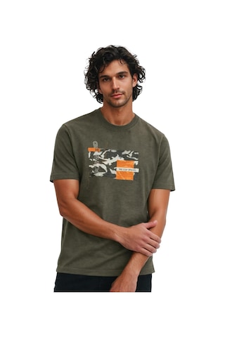 Arma Ar-ma Erkek Bisiklet Yaka Tişört Resim Baskili Örme Kumaş Regular Fit %100 Pamuk 30/2 Süprem Y31344448702 Haki-h4