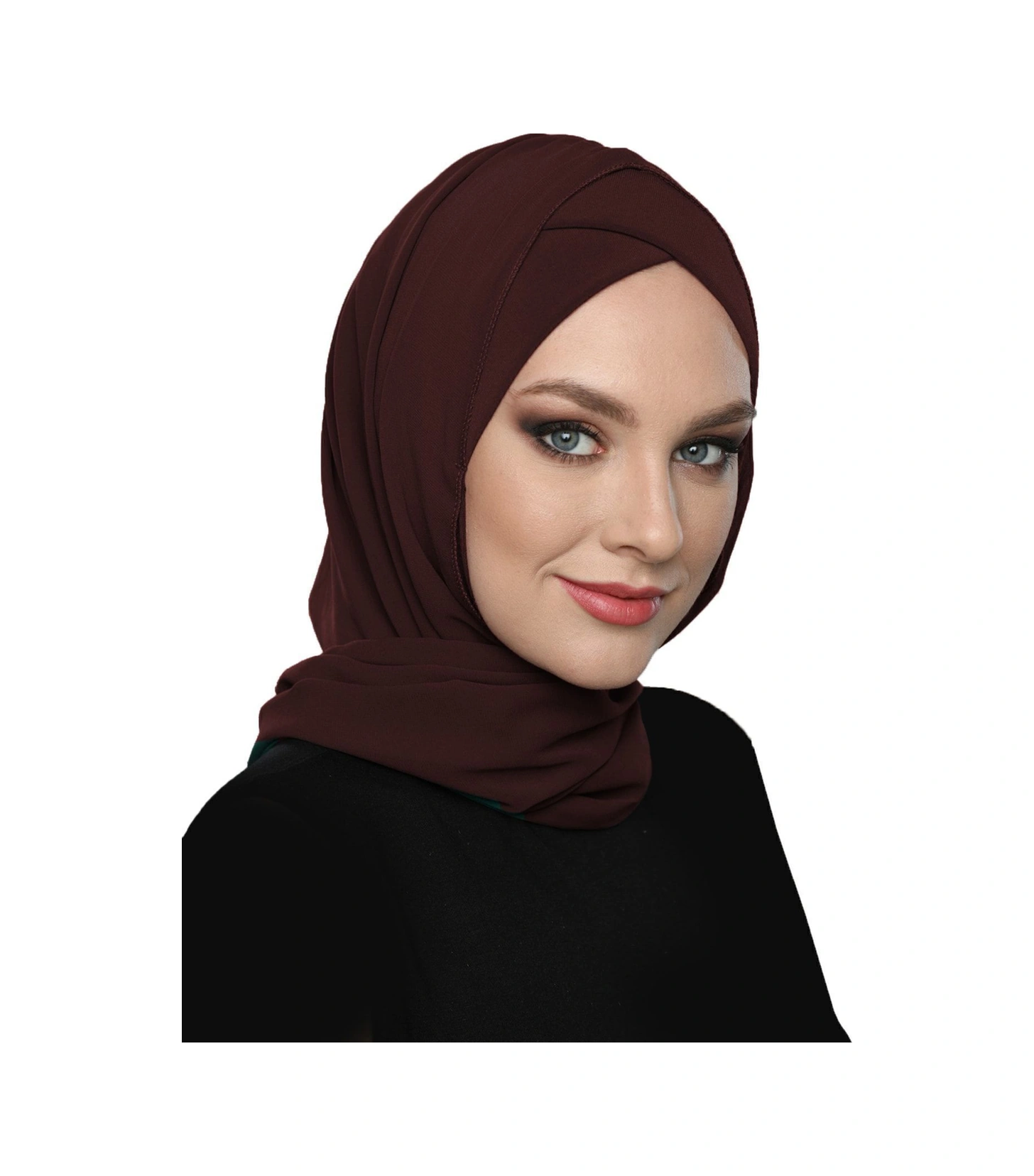 Elysianfidan Şallı Takmatik Sade Kahve Hazır Türban Tesettür Bone Namaz Örtüsü Kahve