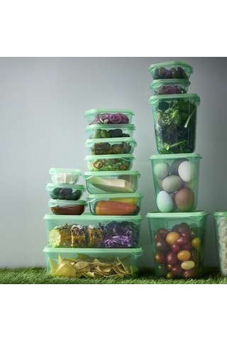 Ikea Pruta Plastik Saklama Kabı Seti, Yeşil, 17 Parça