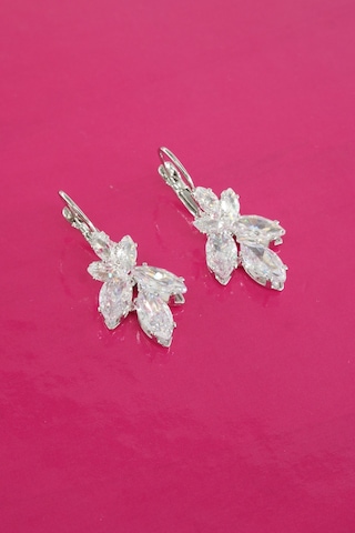 By Zeyna Aksesuar Kadın Vip Seri Baget Zirkon Taşlı 925 Ayar Gümüş Klipsli Küpe Seti-4193 Gümüş