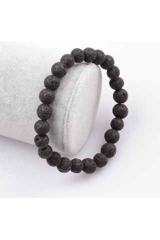 Tesbih Sakarya Lav Taşı Doğaltaş Unisex Bileklik Siyah