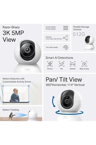 Tp-lınk 5mp Tapo C230 Pan/tilt Aı Ev Güvenlik Wi-fi Kamera