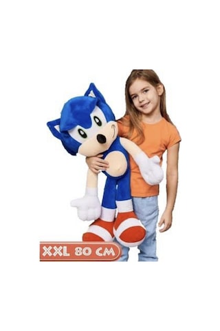 Sonic Peluş Oyuncak 80 Cm Dev Boy En Büyük Boy Hediyelik Uyku Arkadaşı Mavi