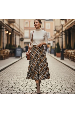 Eren Style Şifon İçi Astarlı Beli Lastikli Etek 95 Cm - 38-52 Sarı