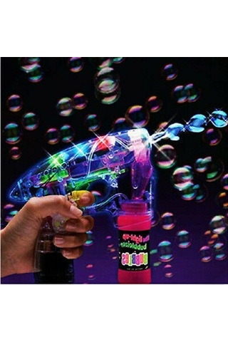 Yılbaşı Hediyeleri Renkli Işıklı Köpük Tabancası Bubbles Gun Baloncuk Tabancası + 2 Özel Yedek Köpük 1.kalite