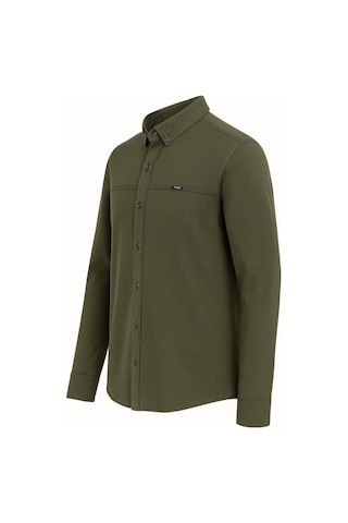 Yxc Uzun Kol Slim Fit Erkek Örme Gömlek - 7437 Haki