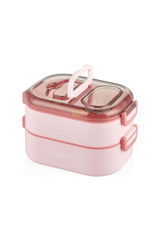 Vagonlife 1000 Ml İki Kat Üç Bölme Paslanmaz Çelik Bento Lunch Box Yeni Sefer Tası-sos Kaseli Sku: Smg8690010227959 Açık Mavi