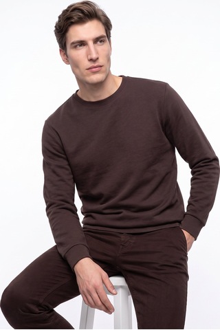 Mustang Kahverengi Erkek Basic Nakışlı Sweatshirt M6wm-swt1590 Kahve