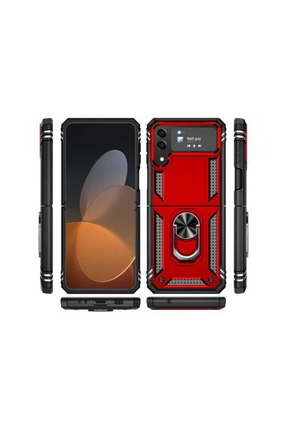 Galaxy Z Flip 4 Uyumlu Zore Vega Seri Tank Zırh Koruma Kılıf-mavi