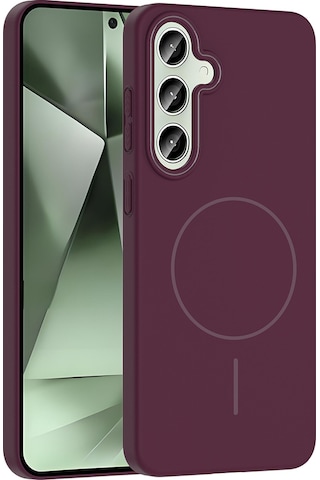 Galaxy S24 Fe Kılıf M-safe Şarj Özellikli Zore Ruby Sert Kapak Mürdüm