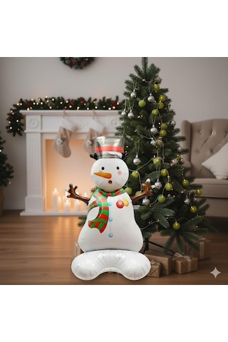 Yılbaşı Folyo Balon Kardan Adam 120-75cm Ayaklı