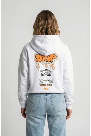 Nevermind Unisex Sevgili Çift Kombini Oversize Sırt Baskılı Grafik Hoodie Beyaz