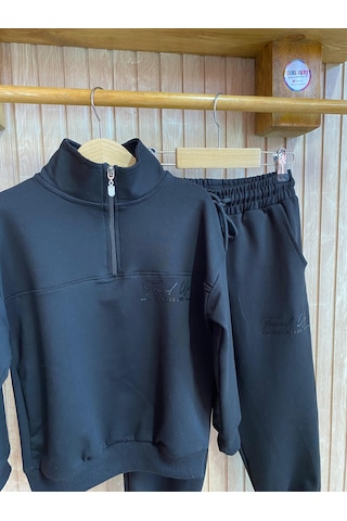 Dik Yaka Çocuk Eşofman Takım Unısex Siyah