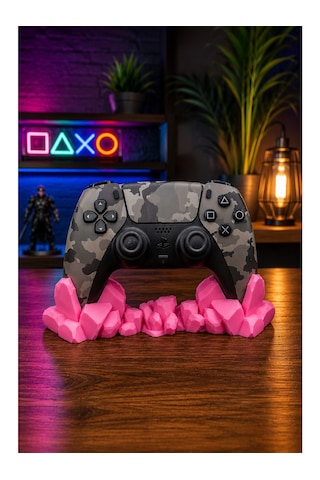 Veriqo 3d Ps5 Uyumlu Gamepad Standı Kristal Tasarımlı Oyun Kolu Tutucu Masaüstü Controller Standı Pembe