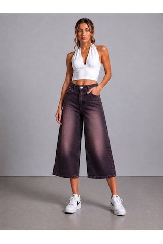St.poll Unisex Baggy Şortolon Mürdüm