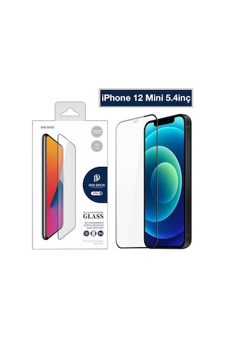 Dux Ducis Apple Uyumlu iPhone 12 Mini 5.4 Tempered Cam Ekran Koruyucu 10D Ful Siyah