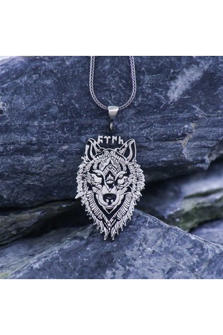 925 Ayar Gümüş Göktürkçe Türk Yazılı Kurt Gümüş Kolye Gümüş