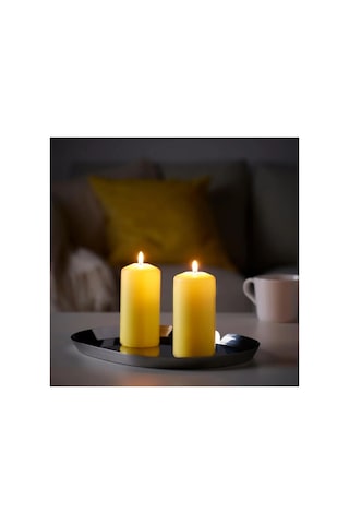 Ikea Daglıgen Cam Kaplı Kokulu Mum 6,8 X 14 Cm Kokusuz Açık Sarı