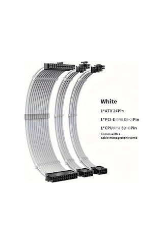 Xuweiwei Psu Uzatma Kablosu Kiti Siyah Atx 24pin Pcıe 8pin Eps Cpu 8pin Mod Kollu Güç Kaynağı Kablosu