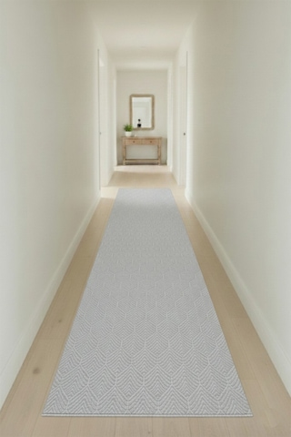Raschel Carpet Yaprak Açık Gri Emboss Premium Seri Yeni Nesil Kaymaz Taban Jel Taban Halı Yolluk Antre Hol Açık Gri