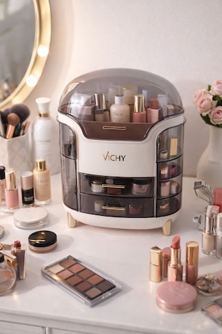 Vichy Çok Katlı Kozmetik, Makyaj Ve Takı Düzenleyici Organizer Beyaz