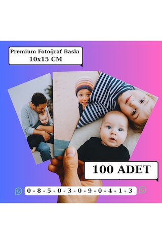 Kişiye Özel Premium Fotoğraf Baskısı 100 Adet 10x15 Cm