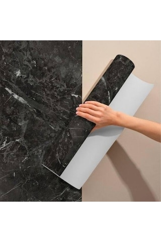 Yapışkanlı Kaplama Kağıdı 5 Metre - Siyah Mermer Desenli
