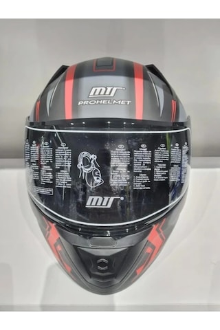 Mts Pro 801 Twılgh Güneş Gözlüklü Motosiklet Kaskı Mat Gri - Kırmızı
