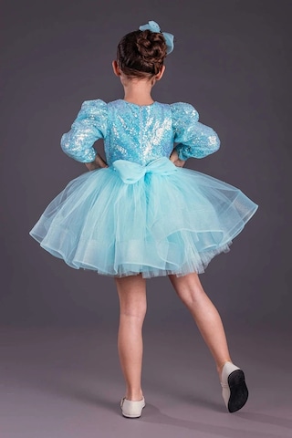 Uzun Kol Balerin Elbise Tütü Etek Pul Payetli Turkuaz