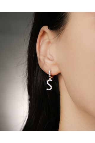 Lekka Design Kadın Kararmaz Çelik Lüks Küçük S Harf Küpe Altın