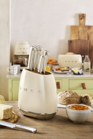 Smeg 50's Style Kbsf02 Krem Standlı Bıçak Seti Krem
