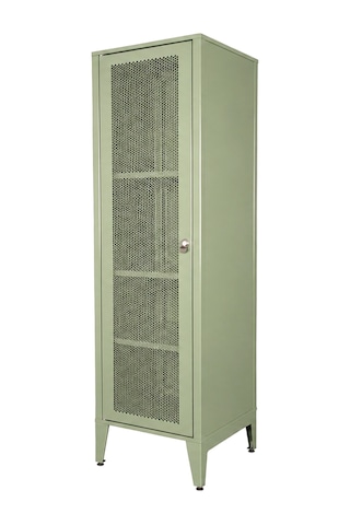 Alfafonet Ziglat Serisi Kilitli Metal Home Office Dolabı %70 Perfore Kapaklı Yeşil Ral 6018 450x1500x450 Mm
