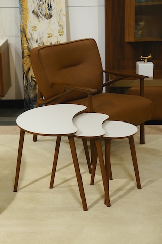 Berlin 3'lü Zigon Sehpa &100 Mdf Beyaz