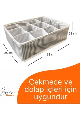 12 Bölmeli Çekmece İçi Düzenleyici Çok Amaçlı Pratik Takı Çorap Kravat Eşarp Gardrop Organizer Kutu Çok Renkli