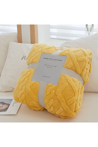 Sarı Mercan Polar Basit Battaniye İskandinav Tarzı Çiçek Gazlı Bez Klima Yorgan Yumuşak Nefes Wrap Battaniye Yatak Örtüsü Ekose 100 150cm
