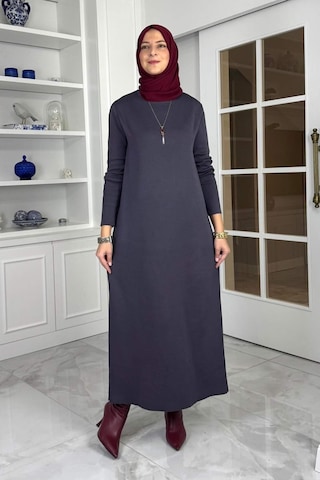 Rabia Şamlı Öykü Çelik Örme Triko Elbise Antrasit Normal