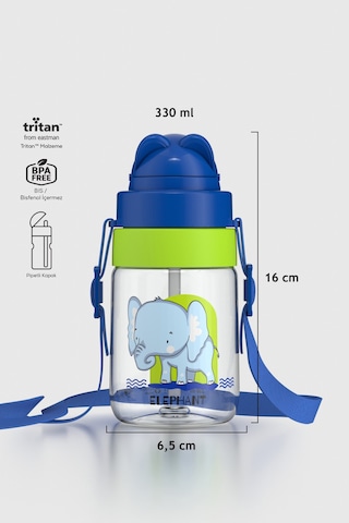 Renga Taffy Desenli 330 Ml Askılı Pipetli Tritan Bebek Suluk 222056 Mavi MAvi