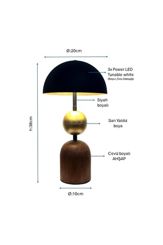 Siyah- Sarı Yaldız Modern Masa Lambası Plc-1250-m-bsy 518455