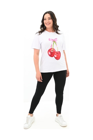 Kadın Büyük Beden Kiraz Baskılı T-shirt 1785-24 001
