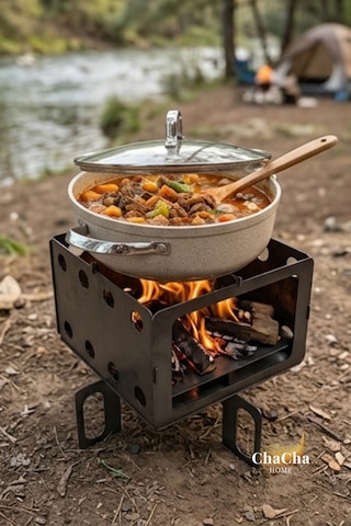 Taşınabilir Katlanabilir Kamp Ocağı & Ateş Çukuru Portatif Outdoor Mangal Metalik Gri