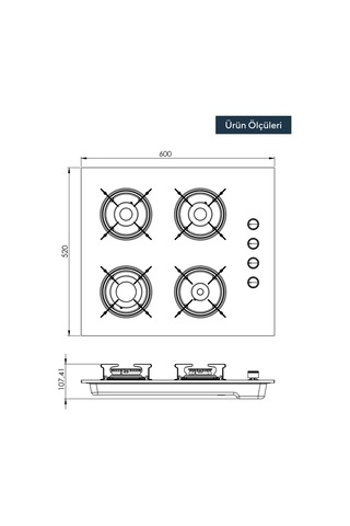 Kumtel Italian Design KO-40TAHDF Cam Ankastre Ocak