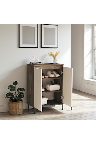 Robin Home Çok Amaçlı Dolap Ayakkabılık Metal Ayaklı Kahverengi