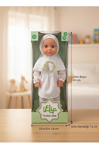 Elif Tesettürlü Bebek Pilli Sesli Dua Eden Ve İlahi Okuyan Eğitici Oyuncak Bebek 1