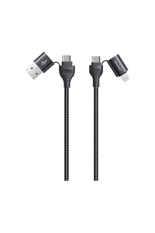 Awei Cl-126 1.2m 4 İn 1 Usb Usb-c / Tip-c 8pin Veri Hızlı Şarj Kablosu Siyah