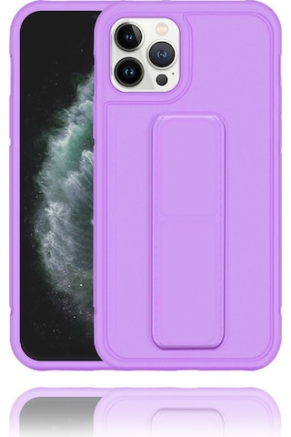 Apple Uyumlu iPhone 13 Pro Max Mat Lila Yumuşak Silikon Standlı Tutacaklı Tutamaçlı Telefon Kılıfı Çok Renkli