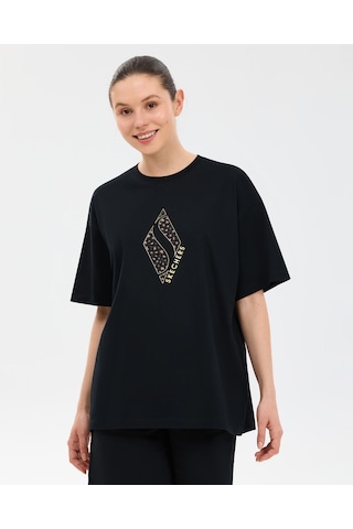 Skechers W Oversize Fit Graphic T-shirt Kadın Siyah Tshirt S2610050-3817