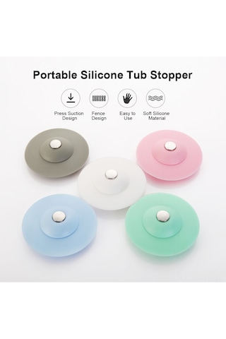 Moveevo Silikon Vana Tıkanıklık Önleyici, Basınçlı Emme Dizayni, Saç Ve Çöp Filtresi, Banyo/ Mutfak Lavaboları İçin Gri Gri