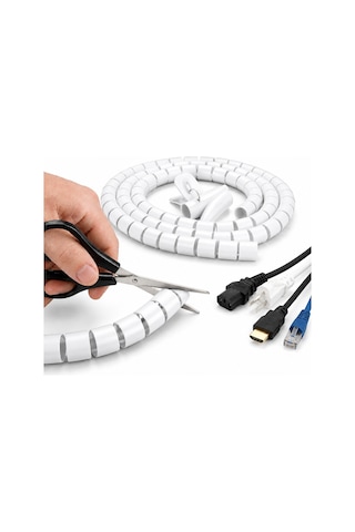 20 Mm X 1.5 Metre Spiral Kablo Düzenleyici Kablo Toplayıcı Beyaz